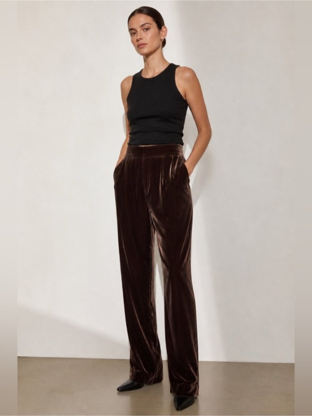 A New Day Brown Velvet Pants Size 12 High Rise